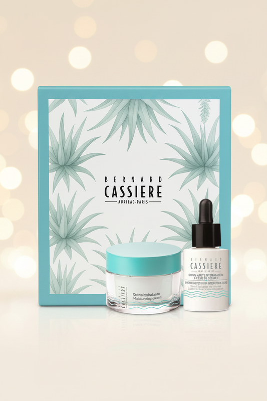Bernard Cassière Pack Springwater Moisturizing Care - fondo crema con bokeh