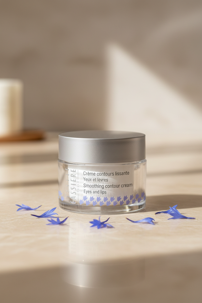 Bernard Cassière Smoothing Contour Cream Cornflower - mármol con pétalos de aciano